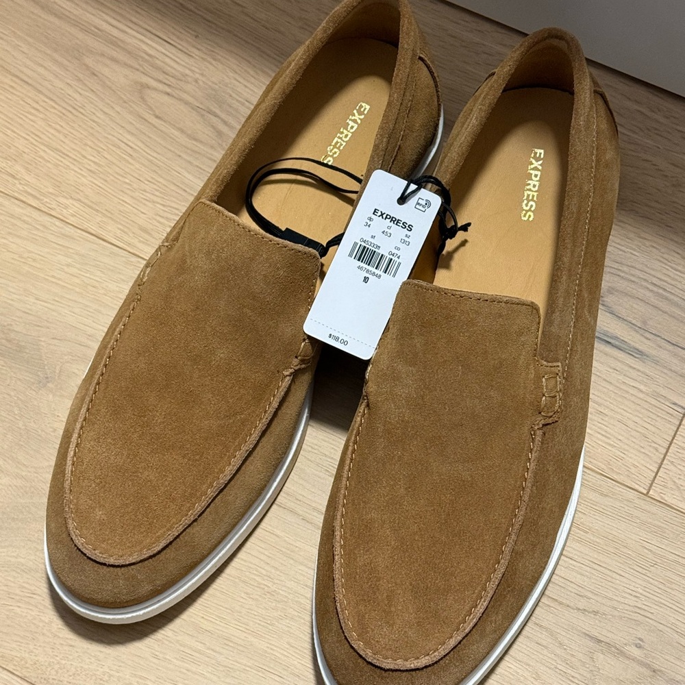 Express Men's Tan Suede Slip-On Loafers